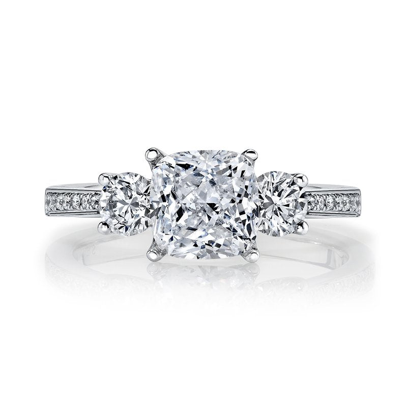 Classic Three Stone Cushion Cut Engagement Ring