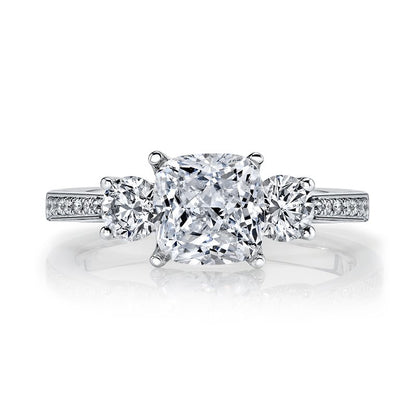 Classic Three Stone Cushion Cut Engagement Ring