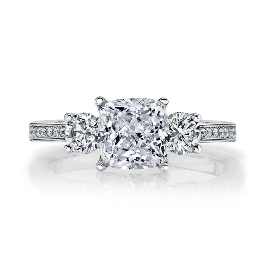 Classic Three Stone Cushion Cut Engagement Ring