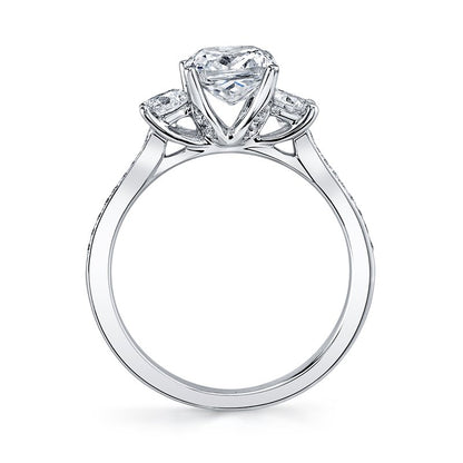 Classic Three Stone Cushion Cut Engagement Ring