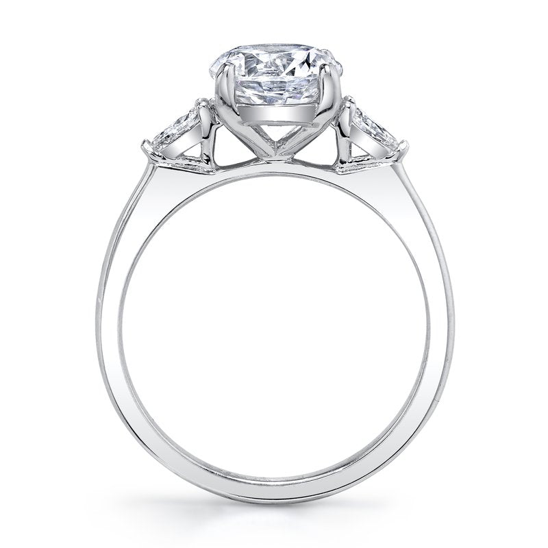 White Gold Diamond classic Three stone Ring With Pearshape Diamonds