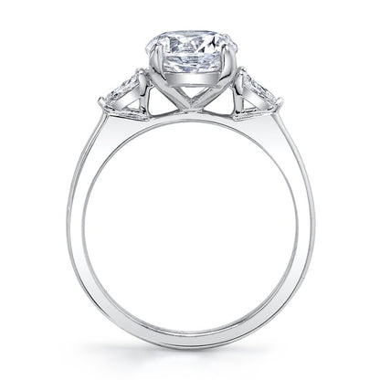 White Gold Diamond classic Three stone Ring With Pearshape Diamonds