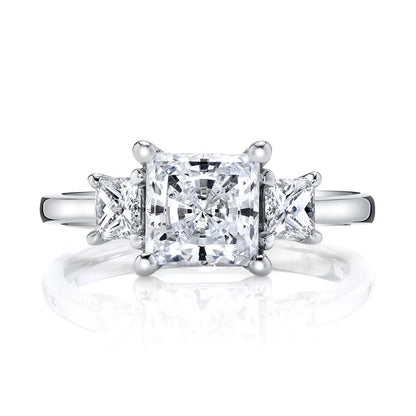 Classic Three Stone Princess Cut Engagement Ring