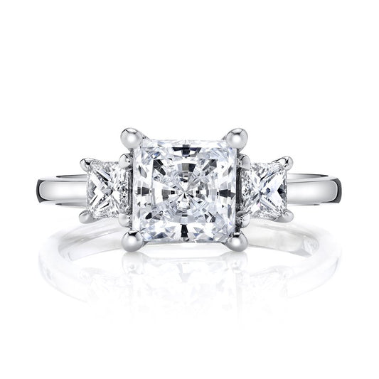 Classic Three Stone Princess Cut Engagement Ring