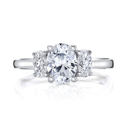 Classic Three Stone Ring with Ovals On The Sides
