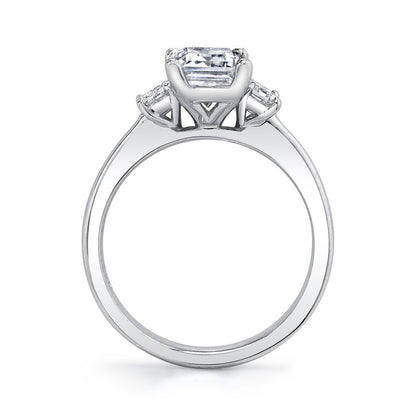 Classic Three stone Emerald Cut Engagement Ring