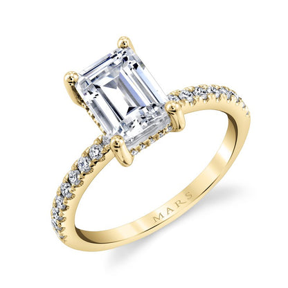 Yellow Gold And emerald Cut Diamond Engagement Ring