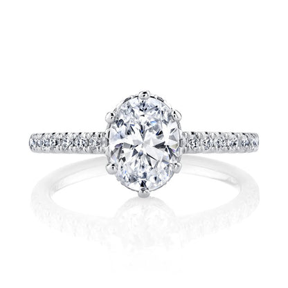 White Gold Diamond Oval Shape Engagement Ring With Hidden Halo