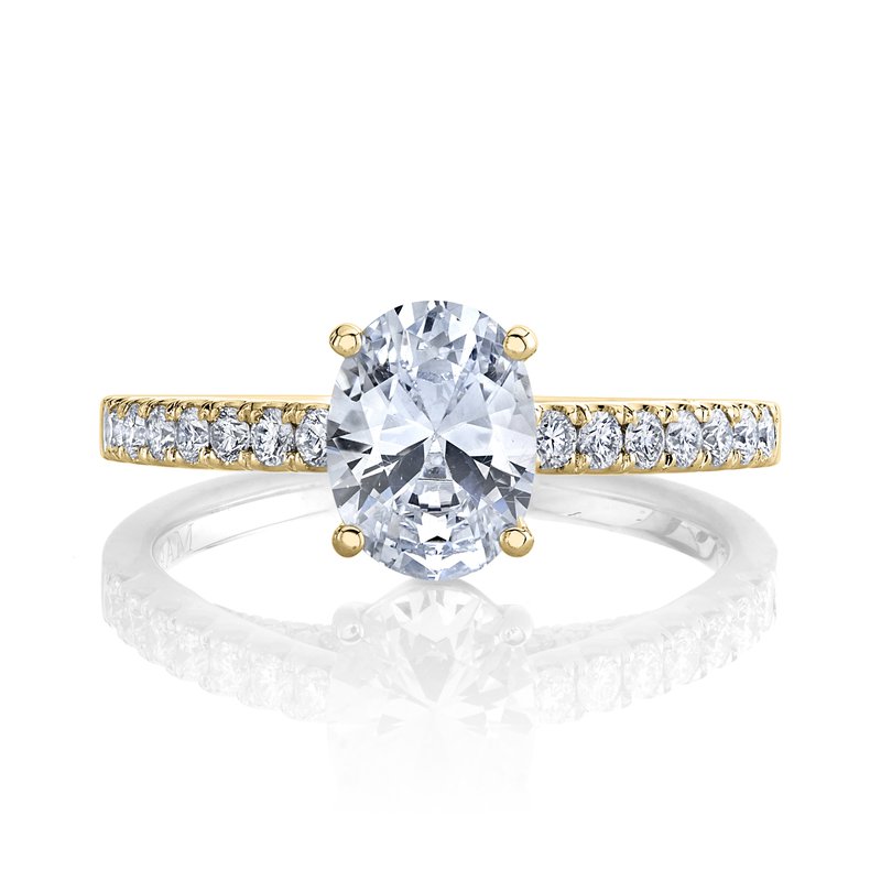 Yellow Gold And Diamond Designer Engagement Ring With Diamond Bridge