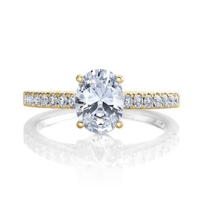 Yellow Gold And Diamond Designer Engagement Ring With Diamond Bridge