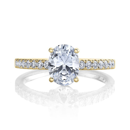 Yellow Gold And Diamond Designer Engagement Ring With Diamond Bridge
