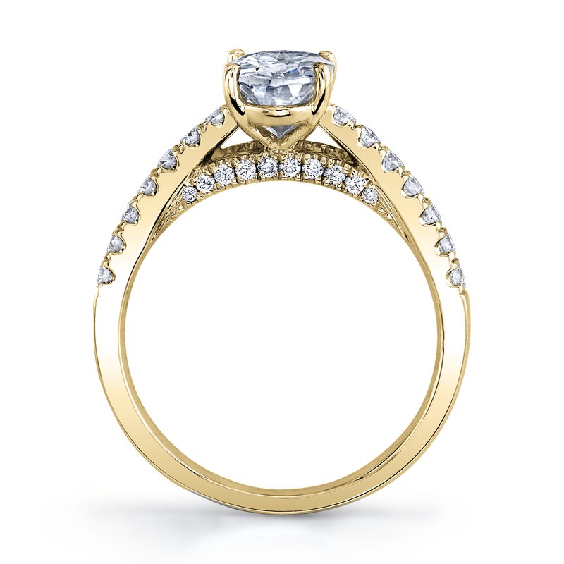 Yellow Gold And Diamond Designer Engagement Ring With Diamond Bridge