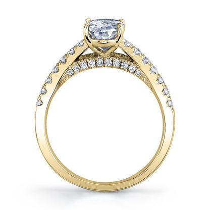 Yellow Gold And Diamond Designer Engagement Ring With Diamond Bridge