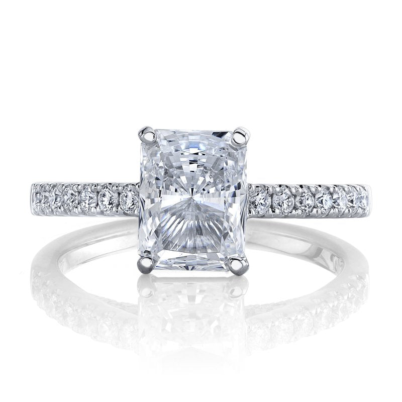 White Gold Diamond Ring With A Radiant Cut In The Center