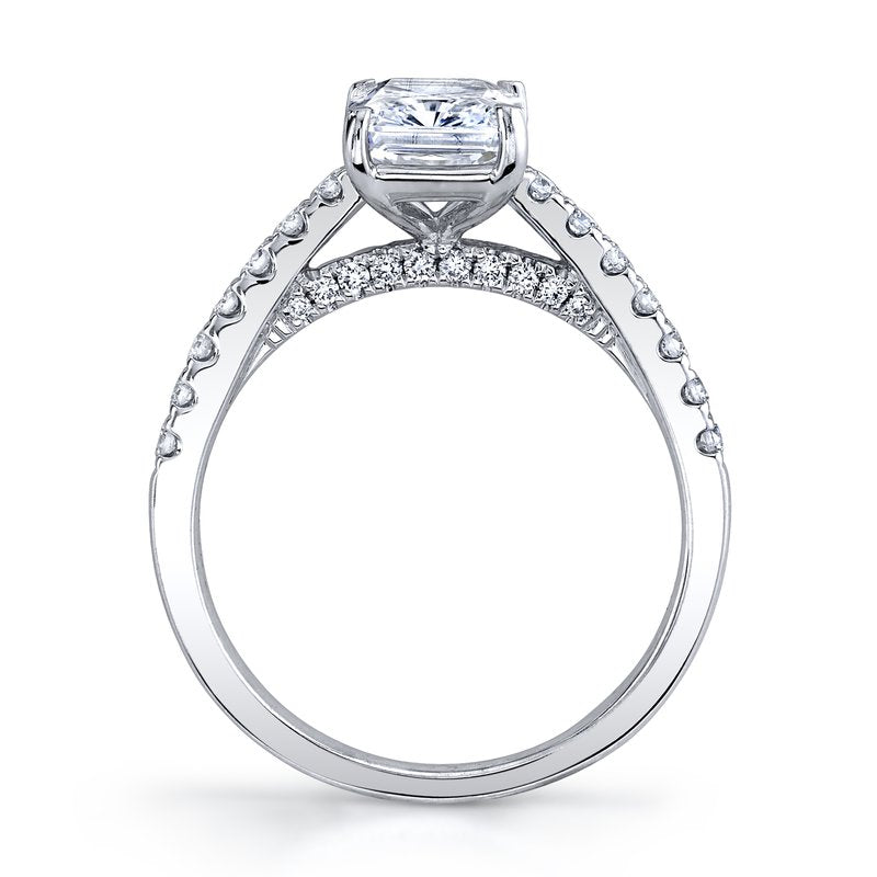 White Gold Diamond Ring With A Radiant Cut In The Center