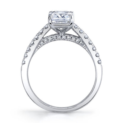 White Gold Diamond Ring With A Radiant Cut In The Center