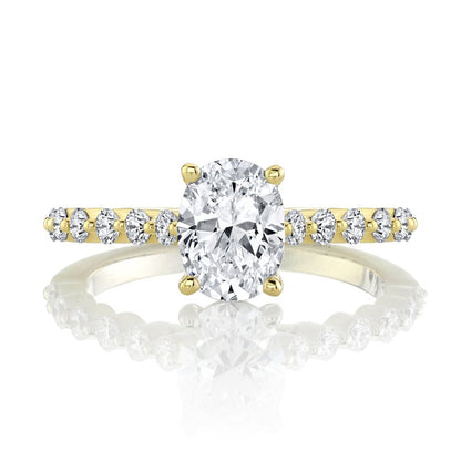 Yellow Gold And Diamond Cathedral Style Setting with A Oval Shape In The Center