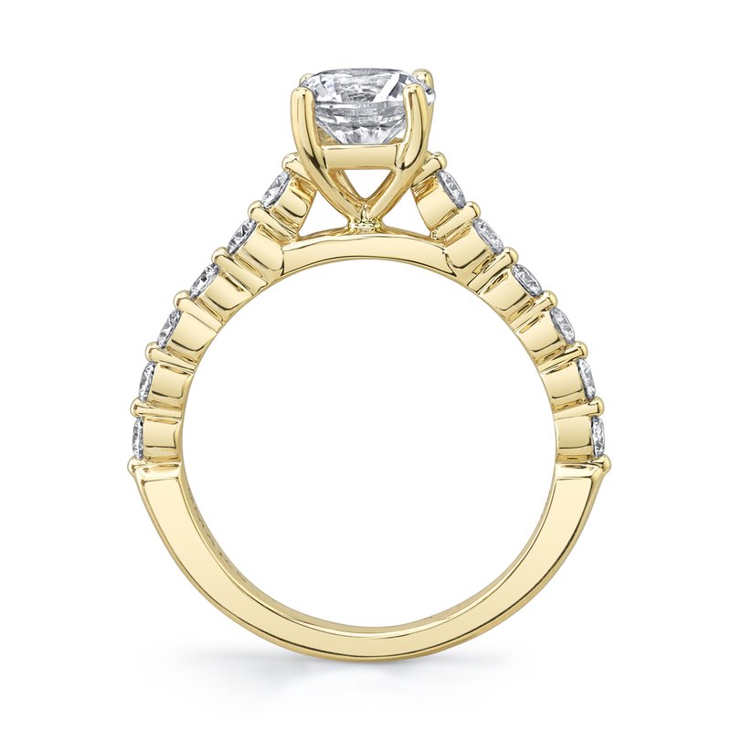 Yellow Gold And Diamond Cathedral Style Setting with A Oval Shape In The Center