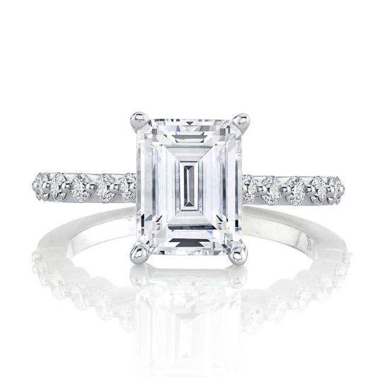 White Gold Cathedral Style setting Set With A Shared Style Setting