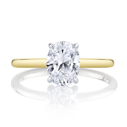 Two Tone Solitaire Ring With Hidden Halo