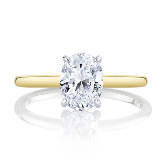 Two Tone Solitaire Ring With Hidden Halo