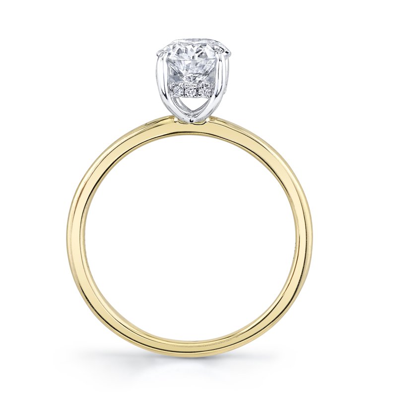 Two Tone Solitaire Ring With Hidden Halo