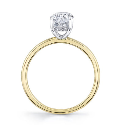 Two Tone Solitaire Ring With Hidden Halo