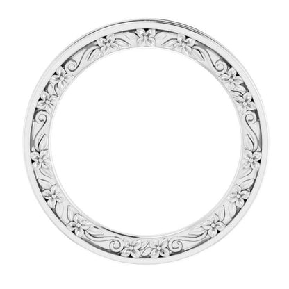14k Gold 2.5 mm Floral Flat Ladies' Band