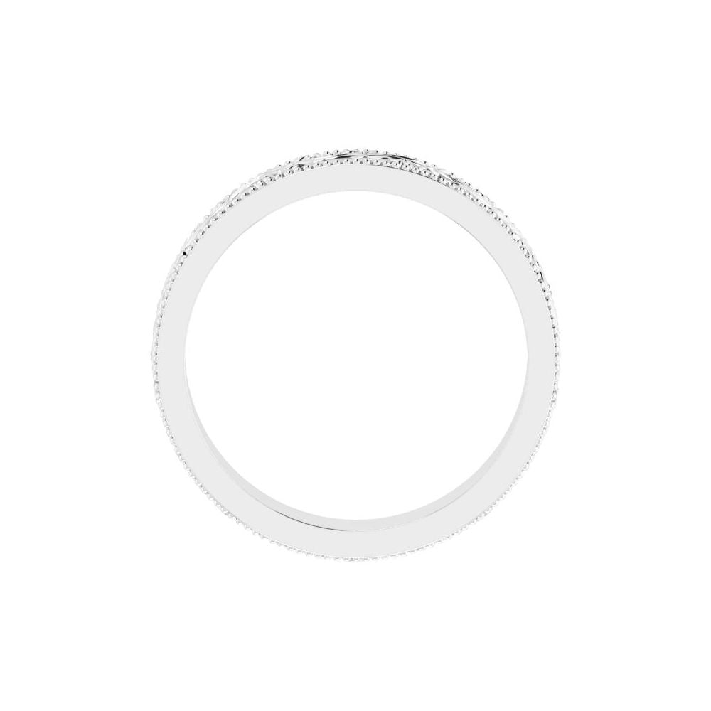 14k Gold 4mm Milgrain Edge Floral Flat Ladies' Band