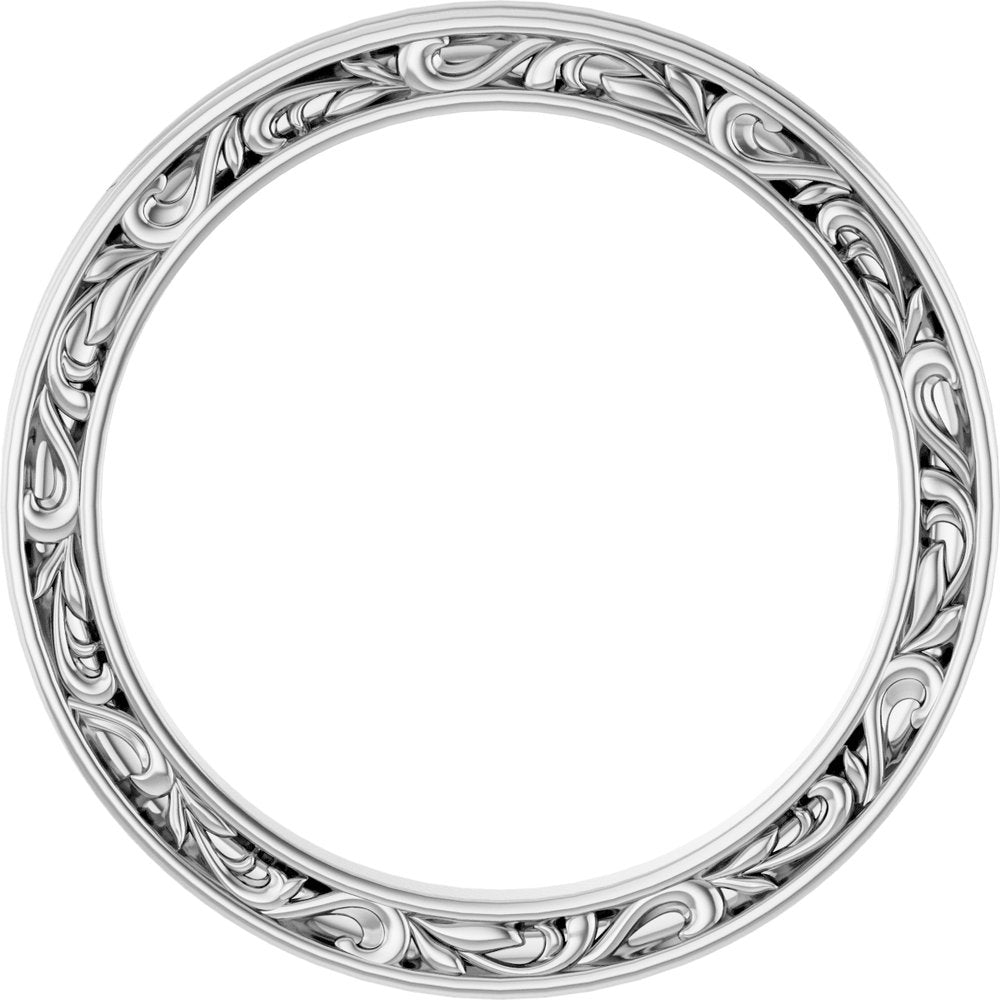 14k Gold 2mm Floral Flat Ladies' Band