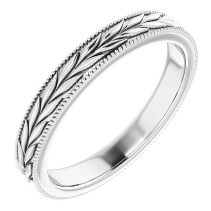 14K Rose Gold 3 mm Milgrain Edge Wheat Pattern Ladies' Band