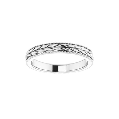14K Rose Gold 3 mm Milgrain Edge Wheat Pattern Ladies' Band