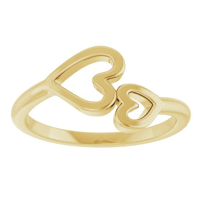 14k Yellow Gold Double Heart Fashion Ring
