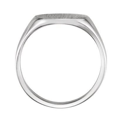 14K White 12x9 mm Oval Signet Ring
