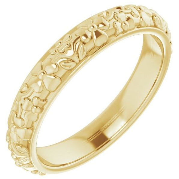 14k Gold 3.6mm Floral Half Round Ladies' Band