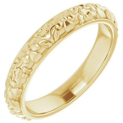 14k Gold 3.6mm Floral Half Round Ladies' Band