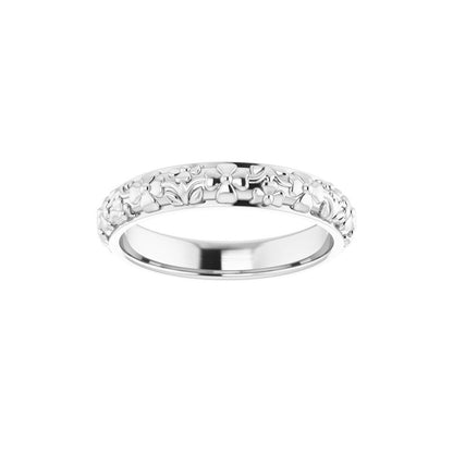 14k Gold 3.6mm Floral Half Round Ladies' Band