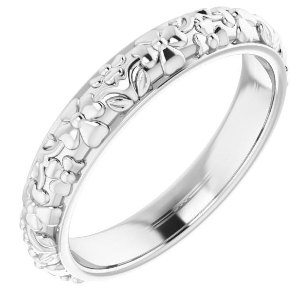 14k Gold 3.6mm Floral Half Round Ladies' Band