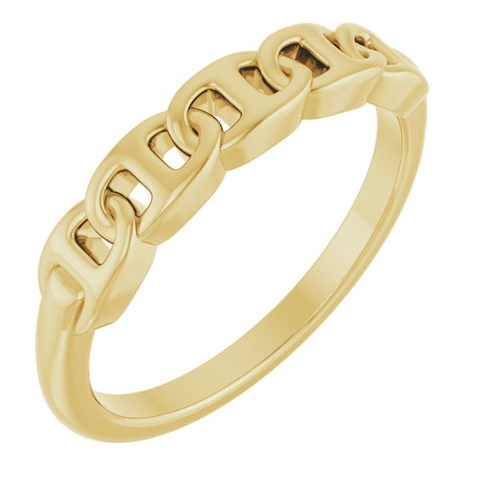 14k Yellow Gold Anchor Chain Fashion Ring