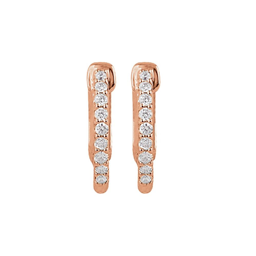 14K Rose 1/4 CTW Natural Diamond Inside-Outside 14.5 mm Hinged Hoop Earrings