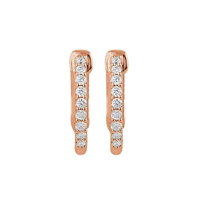 14K Rose 1/4 CTW Natural Diamond Inside-Outside 14.5 mm Hinged Hoop Earrings