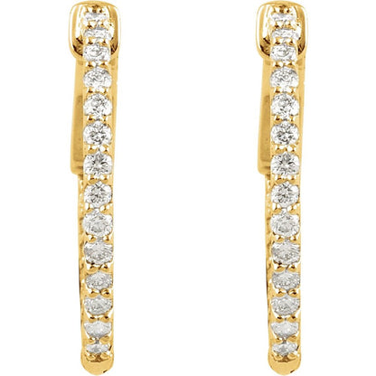 14k Yellow Gold Inside Out 1 CTW Diamond Hoops
