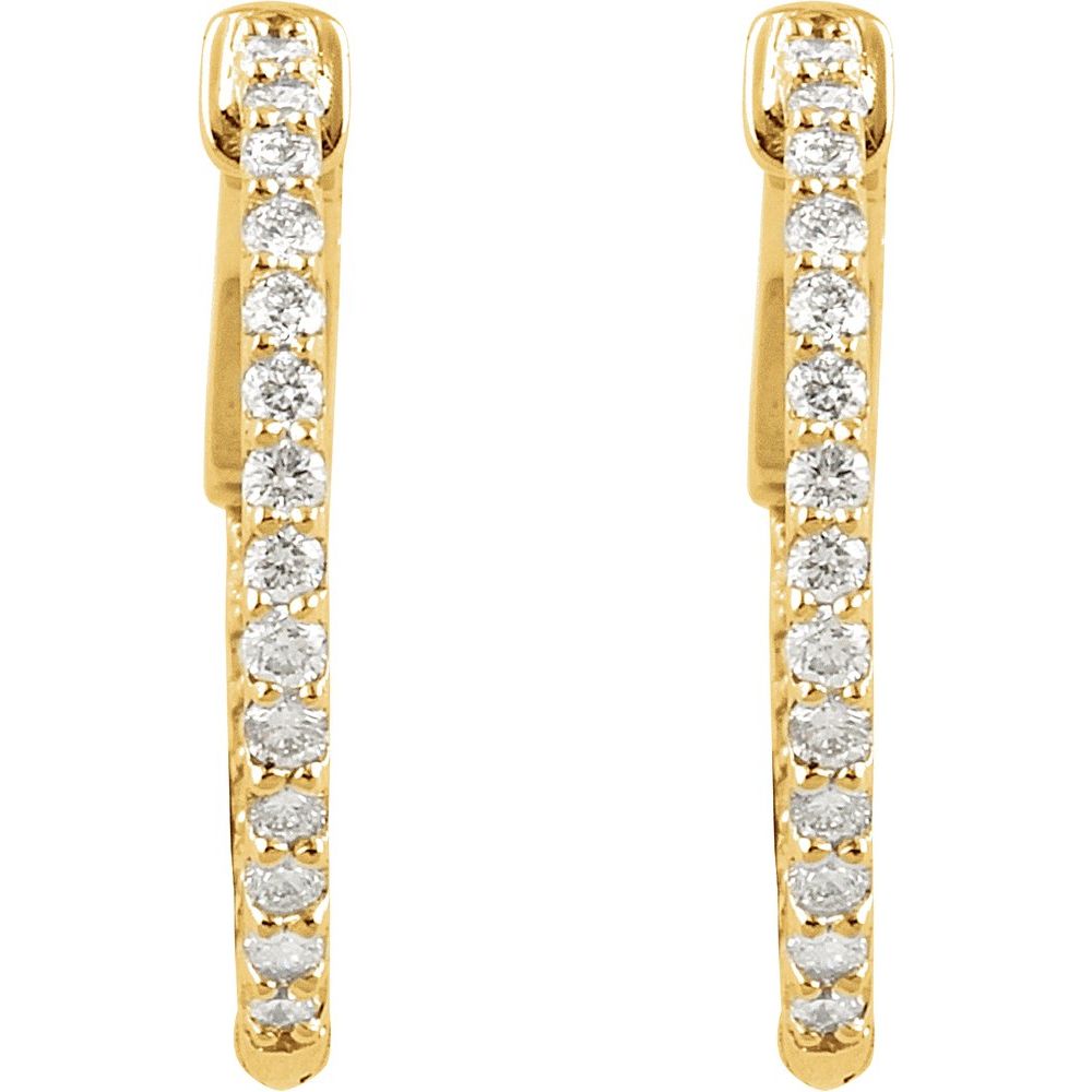 14k Yellow Gold Inside Out 5 CTW Diamond Hoops