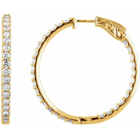 14k Yellow Gold Inside Out 5 CTW Diamond Hoops