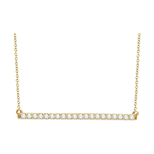 14K Yellow 1/2 CTW Natural Diamond Bar 16-18" Necklace