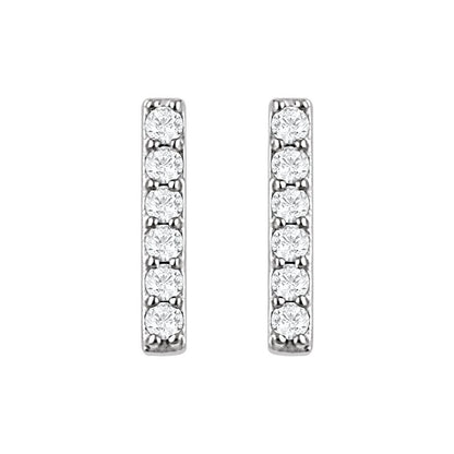 14K White 1/10 CTW Lab-Grown Diamond Bar Earrings