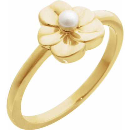 14k Flower with Pearl Fashion Ring