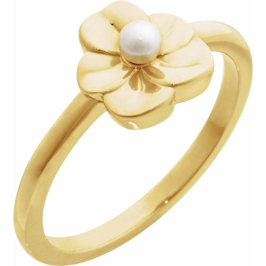 14k Flower with Pearl Fashion Ring