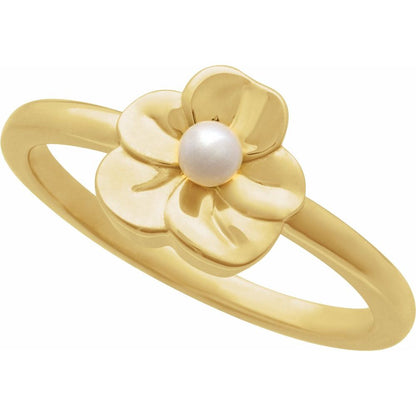 14k Flower with Pearl Fashion Ring