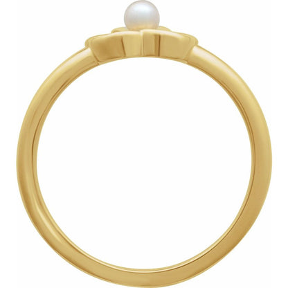 14k Flower with Pearl Fashion Ring